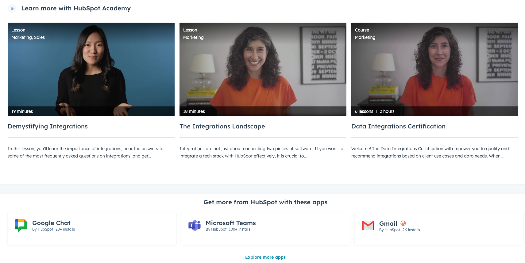 screenshot showing HS Academy and More apps on Connected Apps page