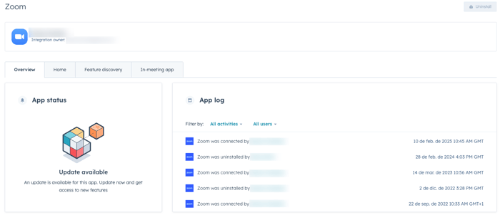 screenshot showing app specific overview